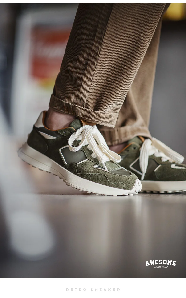 Maden Men's Casual Sports Jogging Sneakers Versatile Comfortable Breathable Shoes Rubber Sole Color-Blocked Shoes for Spring