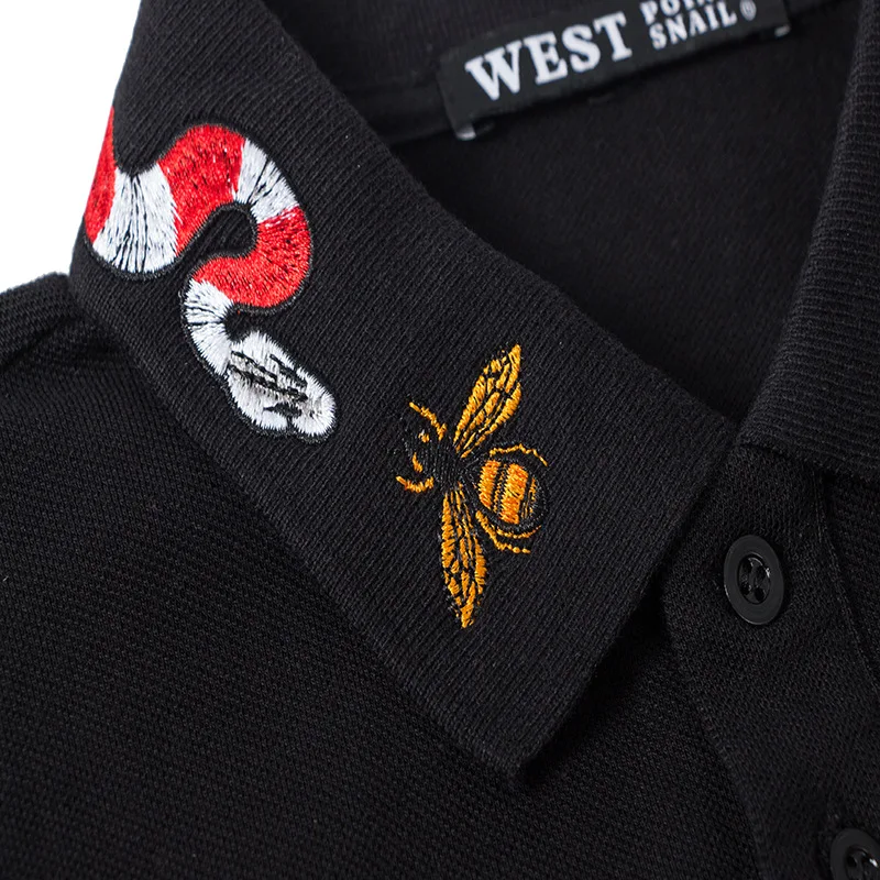 High New Novelty 2021 Embroidery snake bee Collar Fashion Casual Polo Shirts Shirt Skateboard Cotton Polos Top Tee B95