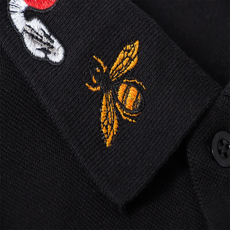 High New Novelty 2021 Embroidery snake bee Collar Fashion Casual Polo Shirts Shirt Skateboard Cotton Polos Top Tee B95