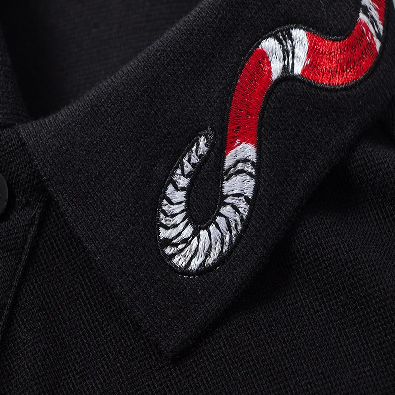 High New Novelty 2021 Embroidery snake bee Collar Fashion Casual Polo Shirts Shirt Skateboard Cotton Polos Top Tee B95