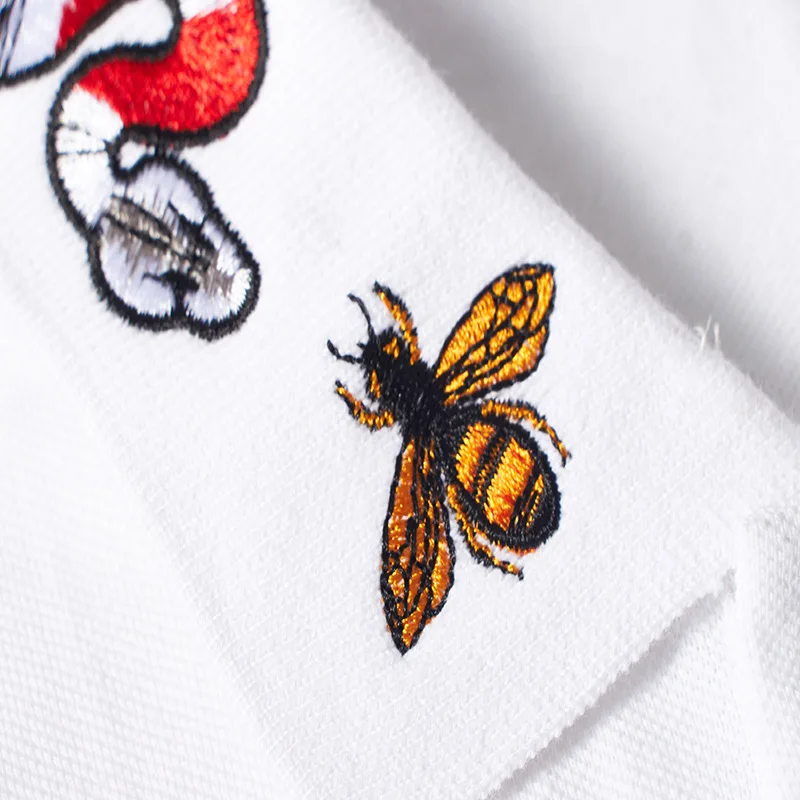 High New Novelty 2021 Embroidery snake bee Collar Fashion Casual Polo Shirts Shirt Skateboard Cotton Polos Top Tee B95