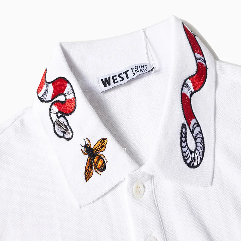 High New Novelty 2021 Embroidery snake bee Collar Fashion Casual Polo Shirts Shirt Skateboard Cotton Polos Top Tee B95