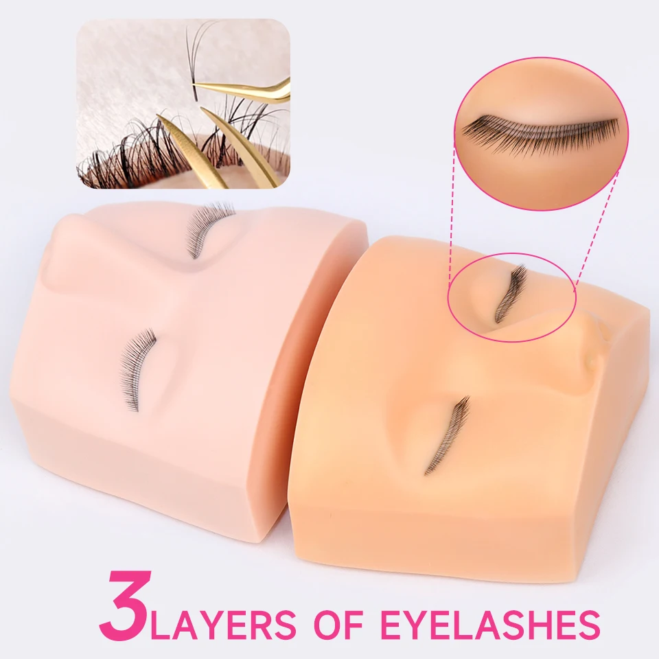 3 Layers Lashes Mannequin Head For Practice Lash Makeup Tool Extensions Eyelashes Grafting  Training Tools Makeup Practice Model