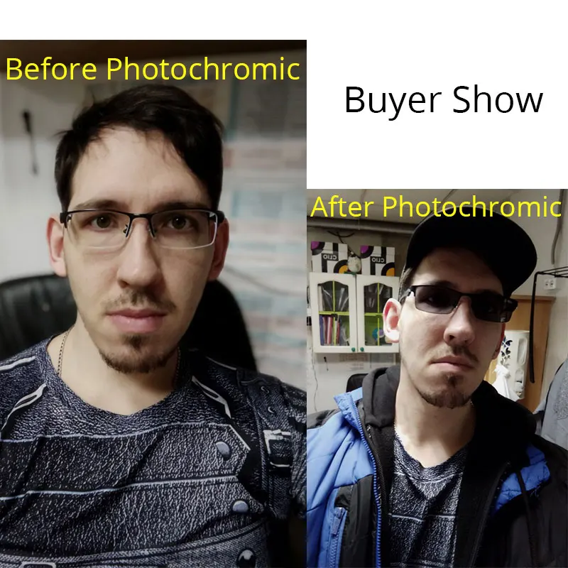 Photochromic Sunglasses Chameleon Lens Myopia Blue Light Blocking Men's Computer Glasses Game for Sight -0.50 -0.75 -175 -2.5-6