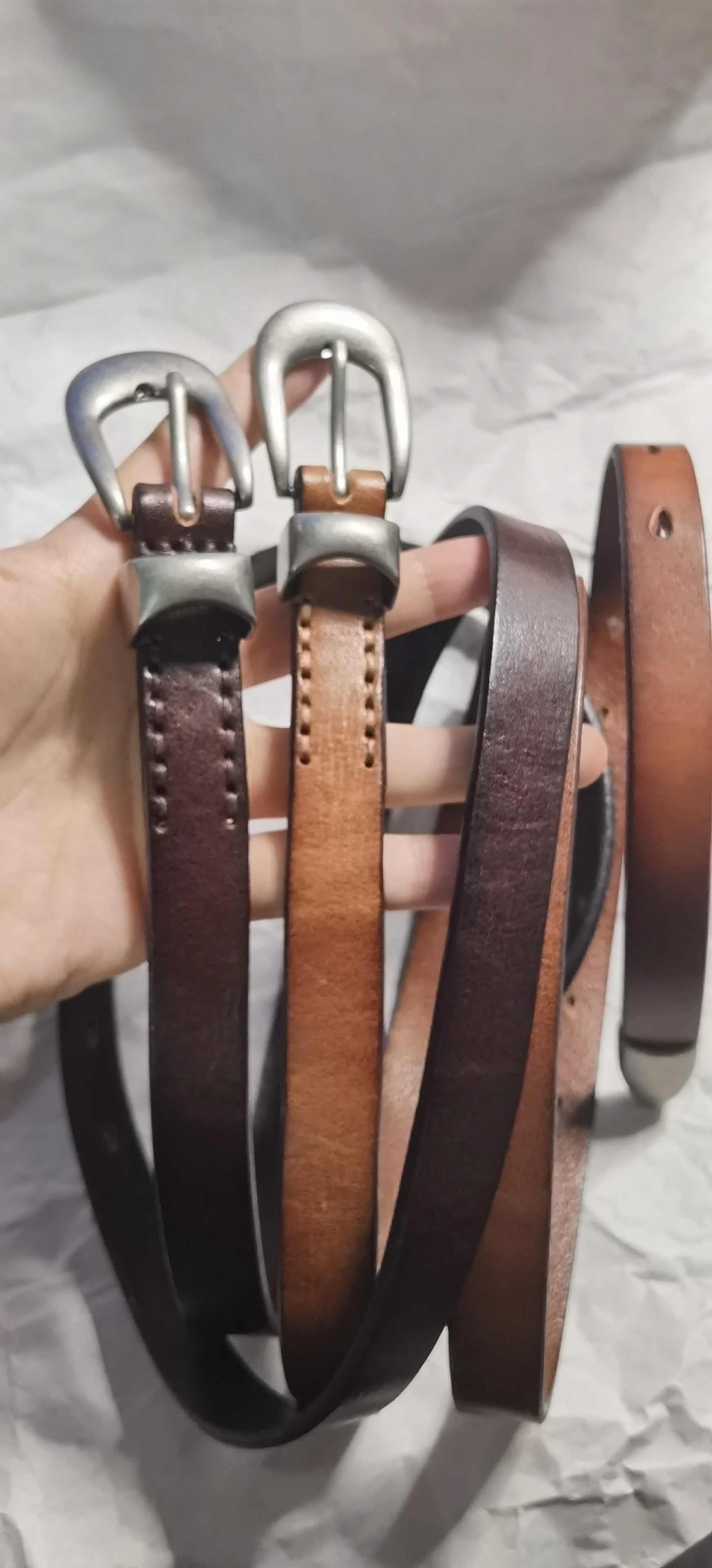 Momoluna Women Buckled Leather Belt Black 2 Cm Belt