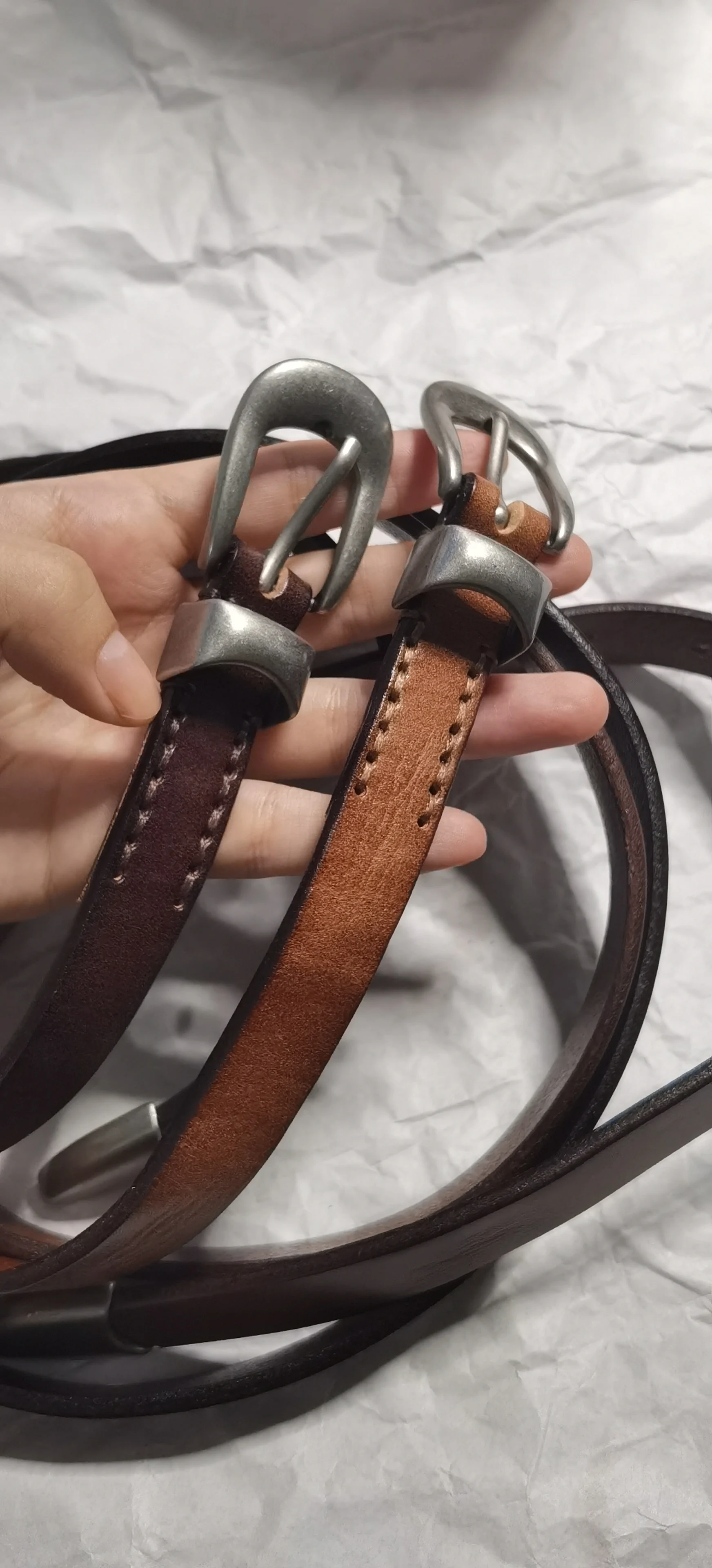 Momoluna Women Buckled Leather Belt Black 2 Cm Belt