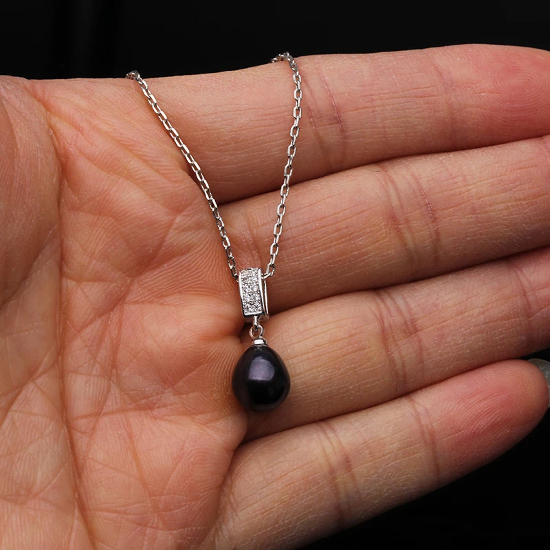 Real Natural Freshwater Pearl Necklace and Earrings Set Woman,Trendy 925 Silver Pearl Jewelry Set Mother's Day Gift White