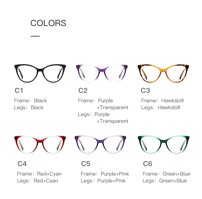 VICKY New Cat Eye Reading Prescription Eyeglasses Women Colorful Myopia Eyewear Hyperopia Anti Blue Ray Optical Glasses PFD2136