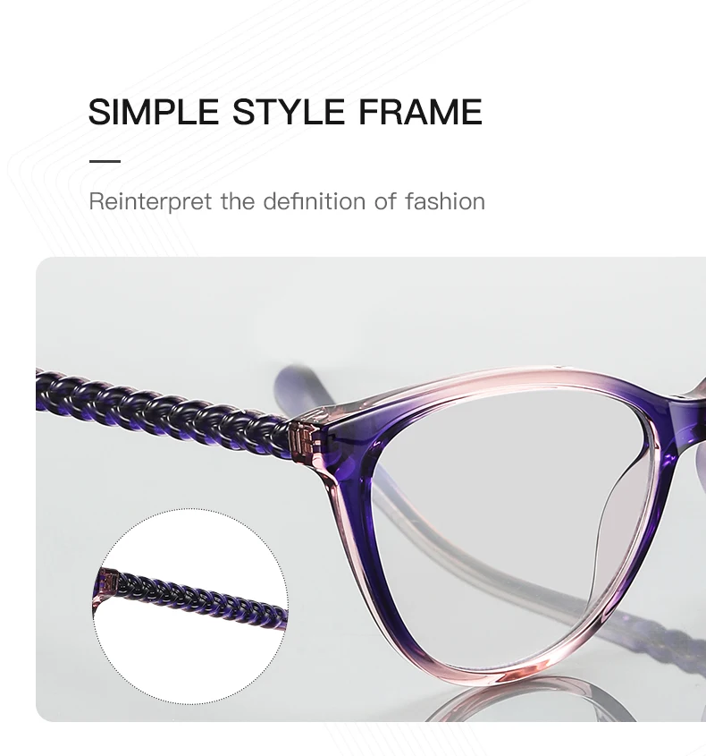 VICKY New Cat Eye Reading Prescription Eyeglasses Women Colorful Myopia Eyewear Hyperopia Anti Blue Ray Optical Glasses PFD2136