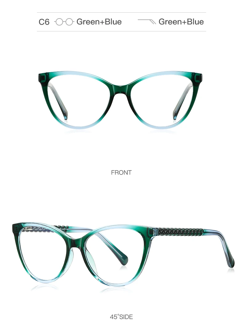 VICKY New Cat Eye Reading Prescription Eyeglasses Women Colorful Myopia Eyewear Hyperopia Anti Blue Ray Optical Glasses PFD2136
