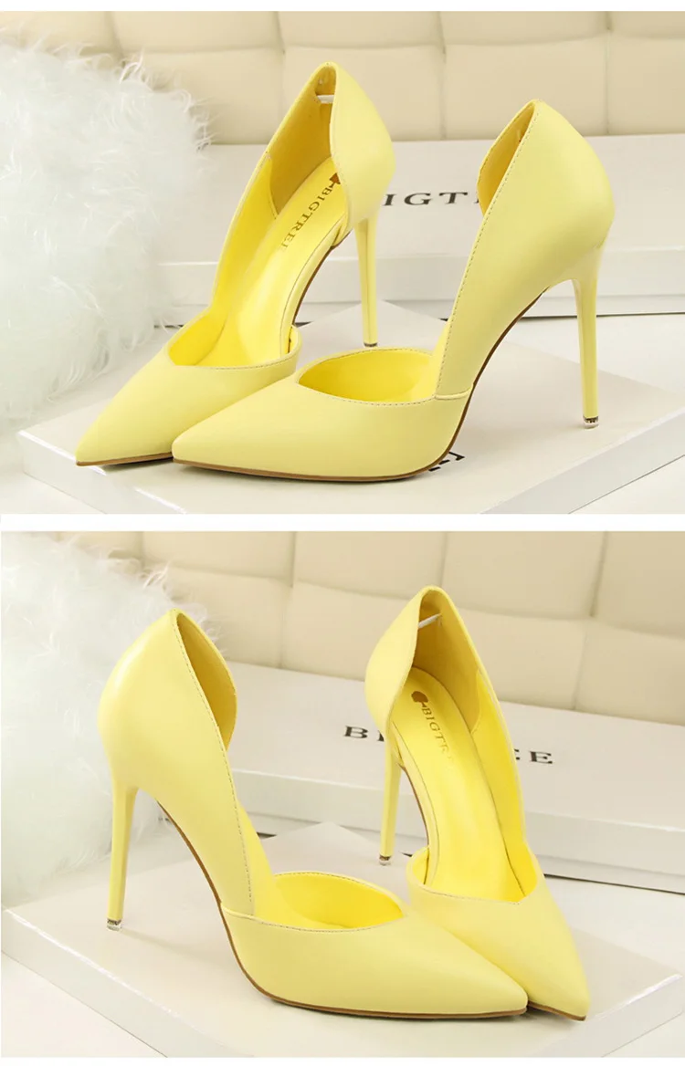 BIGTREE Shoes Women Pumps Fashion High Heels Shoes Black Pink Yellow Shoes Women Bridal Wedding Shoes Ladies Stiletto Party Shoe