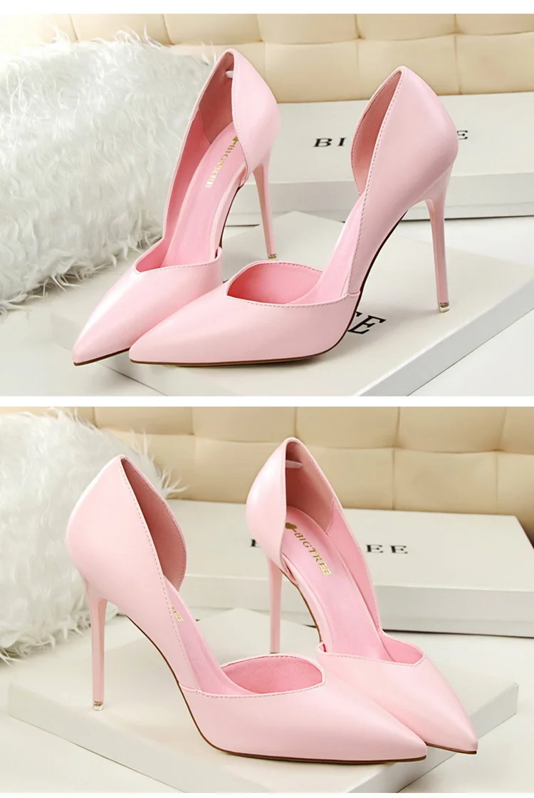 BIGTREE Shoes Women Pumps Fashion High Heels Shoes Black Pink Yellow Shoes Women Bridal Wedding Shoes Ladies Stiletto Party Shoe