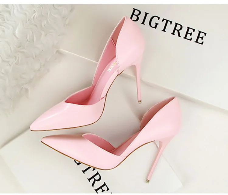 BIGTREE Shoes Women Pumps Fashion High Heels Shoes Black Pink Yellow Shoes Women Bridal Wedding Shoes Ladies Stiletto Party Shoe