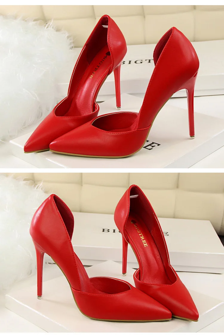 BIGTREE Shoes Women Pumps Fashion High Heels Shoes Black Pink Yellow Shoes Women Bridal Wedding Shoes Ladies Stiletto Party Shoe
