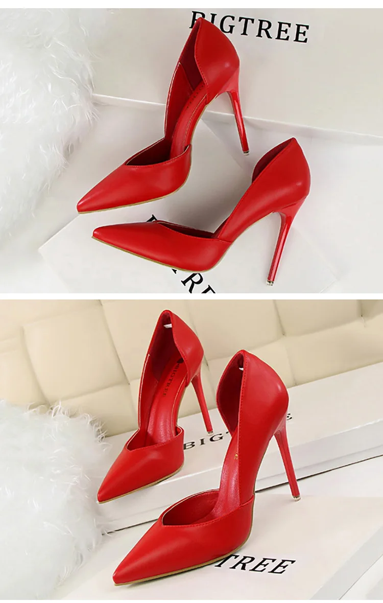 BIGTREE Shoes Women Pumps Fashion High Heels Shoes Black Pink Yellow Shoes Women Bridal Wedding Shoes Ladies Stiletto Party Shoe