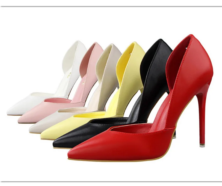 BIGTREE Shoes Women Pumps Fashion High Heels Shoes Black Pink Yellow Shoes Women Bridal Wedding Shoes Ladies Stiletto Party Shoe
