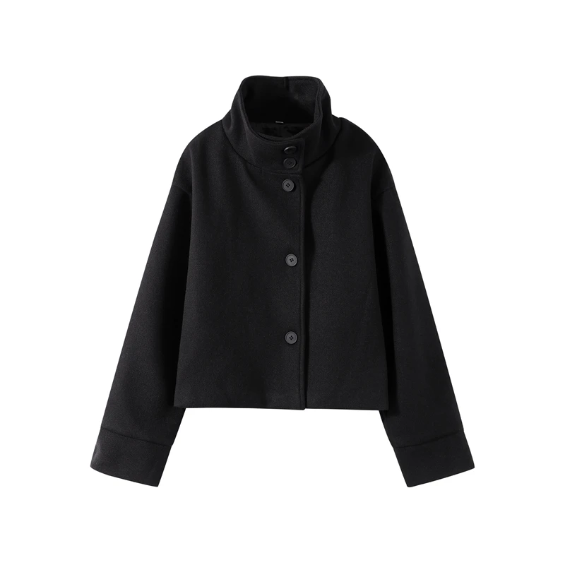 2026 Spring Stand Collar Short Jacket For Women Elegant New Long Sleeve Single Breasted Coat Elegant Lady Outerwear High Street