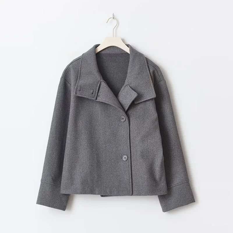 2026 Spring Stand Collar Short Jacket For Women Elegant New Long Sleeve Single Breasted Coat Elegant Lady Outerwear High Street