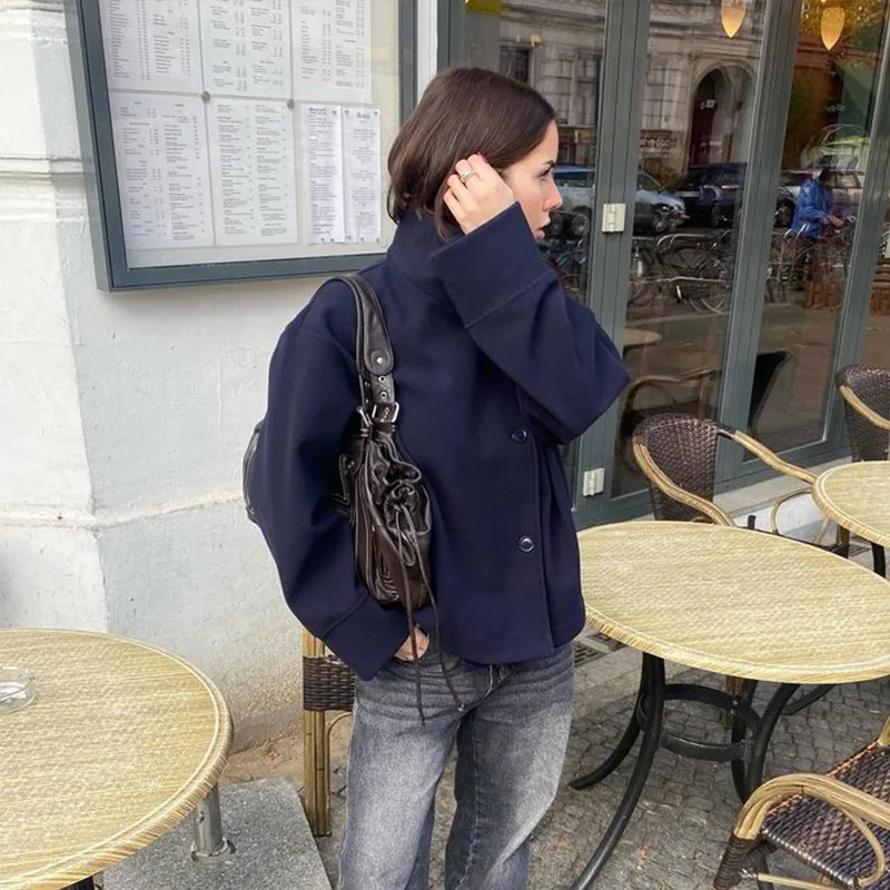 2026 Spring Stand Collar Short Jacket For Women Elegant New Long Sleeve Single Breasted Coat Elegant Lady Outerwear High Street