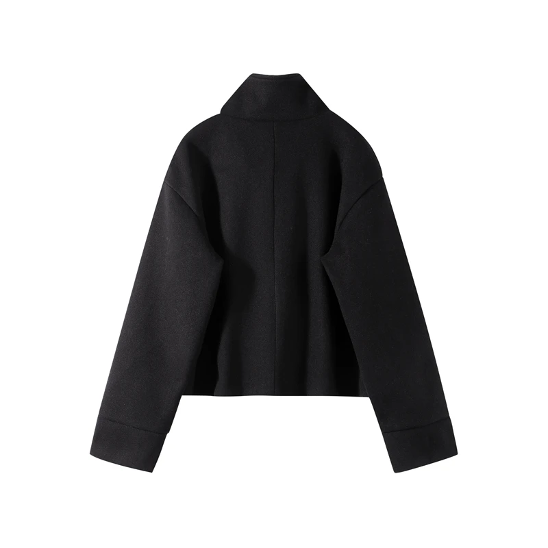 2026 Spring Stand Collar Short Jacket For Women Elegant New Long Sleeve Single Breasted Coat Elegant Lady Outerwear High Street