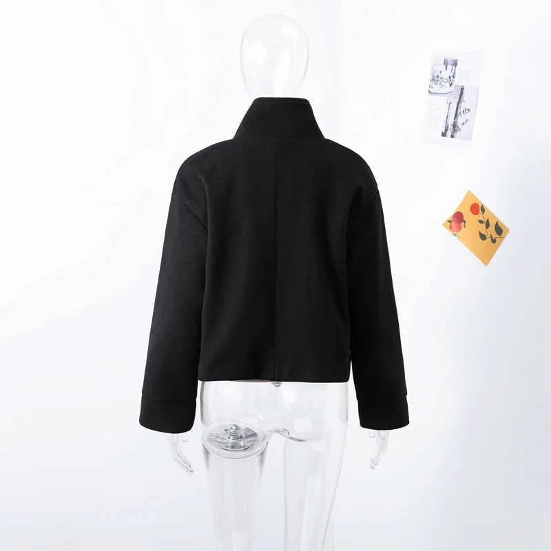 2026 Spring Stand Collar Short Jacket For Women Elegant New Long Sleeve Single Breasted Coat Elegant Lady Outerwear High Street