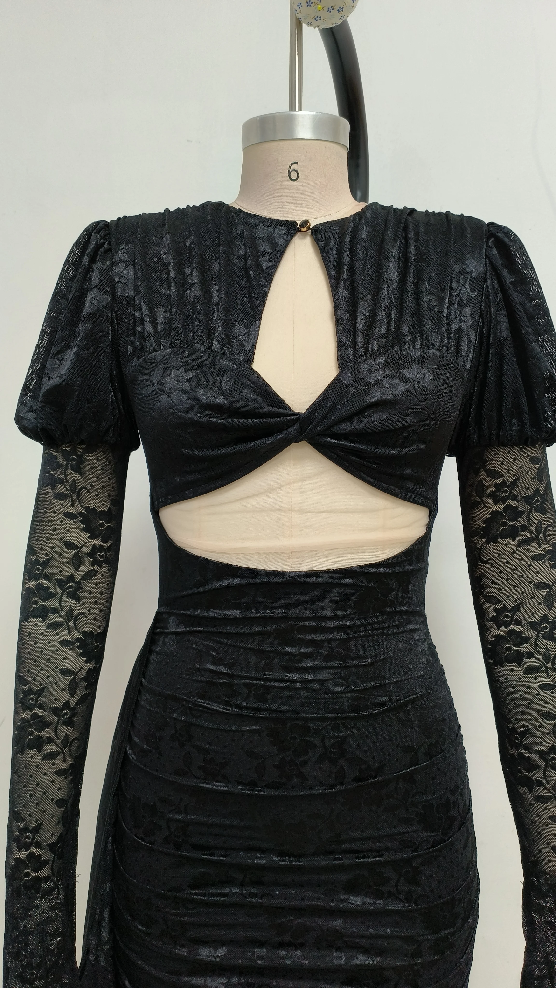High Quality Red White Women Long Sleeve Sexy Lace Draped Bodycon Mini Dress Gloves Nightclub Party Celebrate Birthday Dress