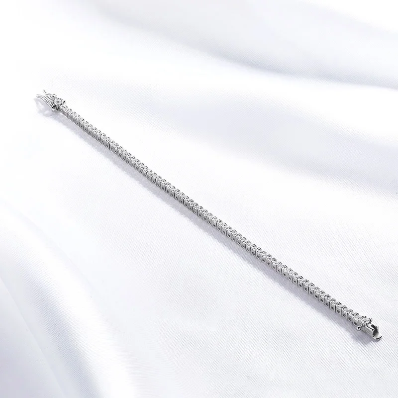 Smyoue 2MM D Color 100% Real Moissanite Tennis Bracelet for Women Lab Diamond Original Silver 925 Jewelry Hip Hop Party Chain