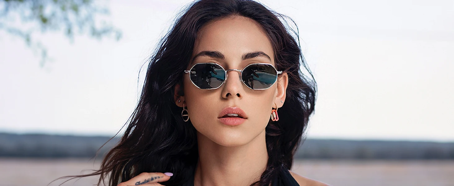 ZENOTTIC Retro Small Polygon Polarized Sunglasses Women Metal UV400 Sun Glasses Men Anti-Glare UV400 Goggles Driving Eyewear