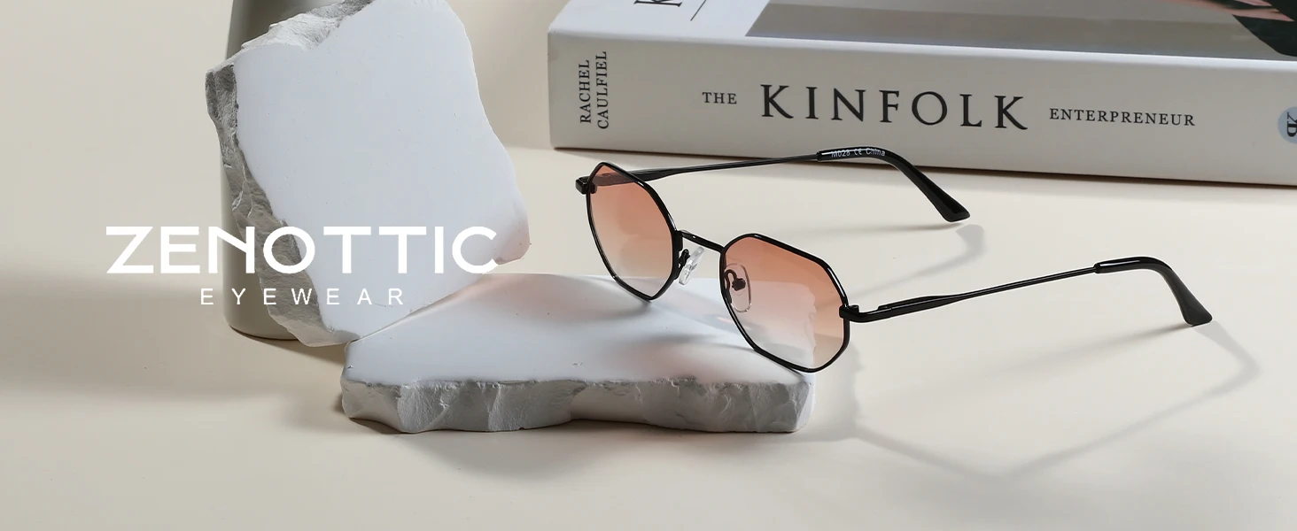 ZENOTTIC Retro Small Polygon Polarized Sunglasses Women Metal UV400 Sun Glasses Men Anti-Glare UV400 Goggles Driving Eyewear