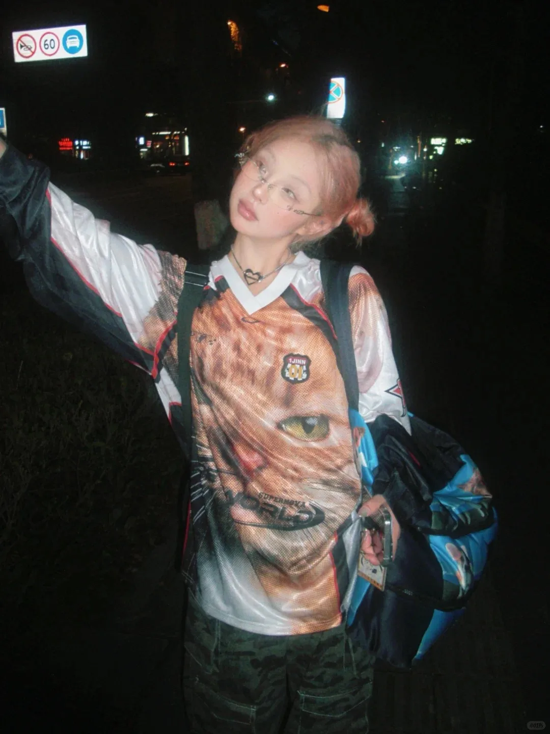 Karrram Japanese Y2k Kitten Print Jersey T-shirt Vintage Harajuku V-neck Long Sleeve Cat Tops American Retro Streetwear 2000s