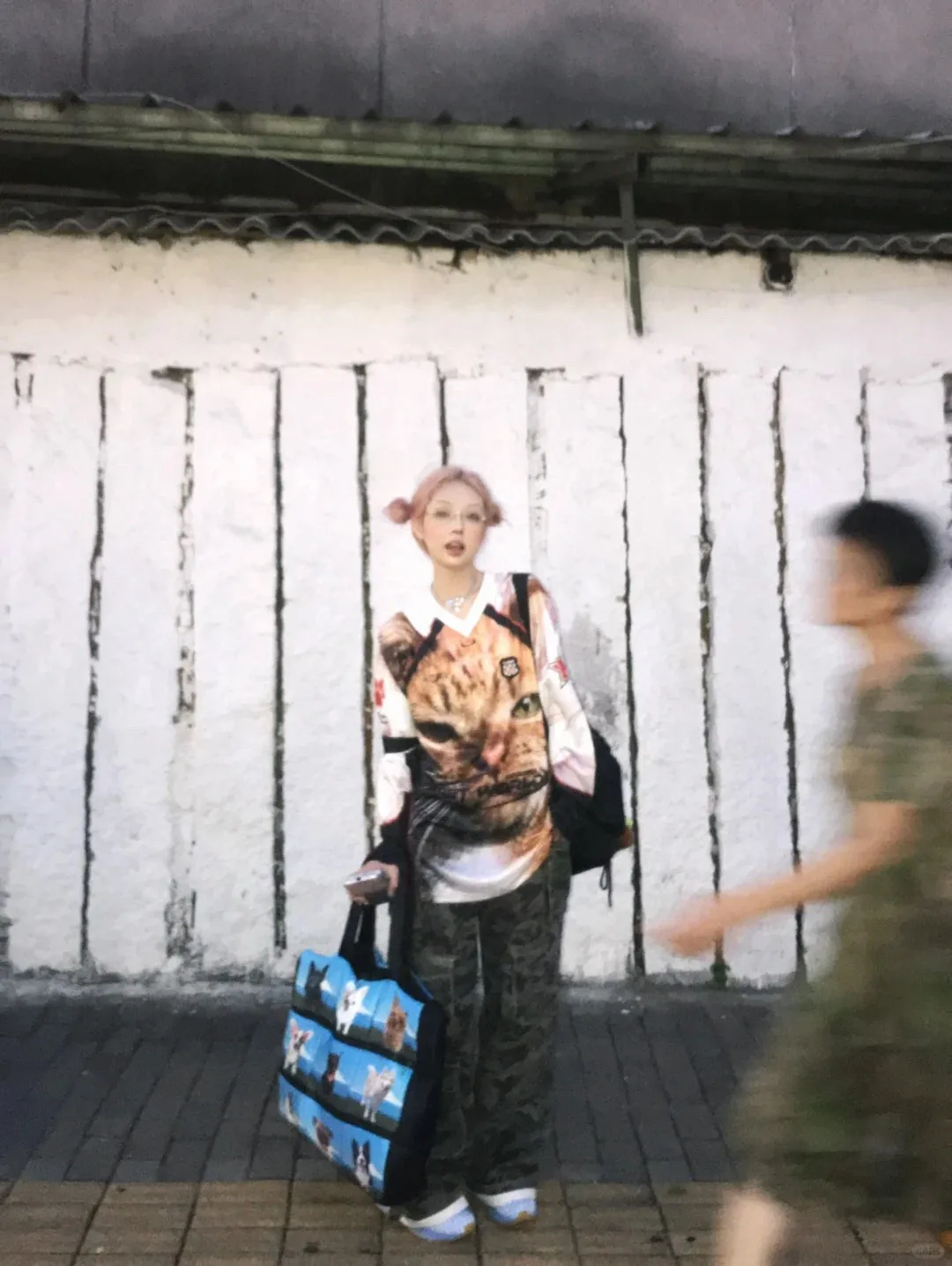 Karrram Japanese Y2k Kitten Print Jersey T-shirt Vintage Harajuku V-neck Long Sleeve Cat Tops American Retro Streetwear 2000s