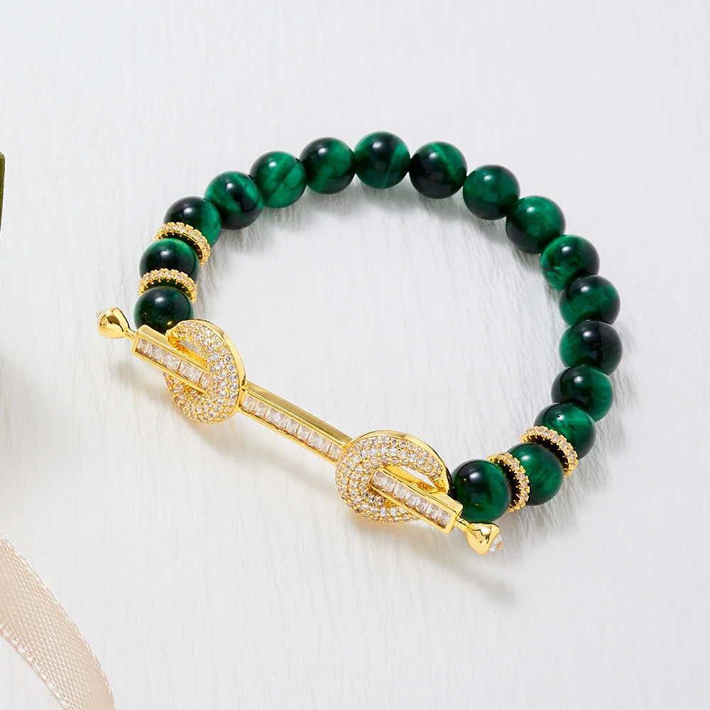 Hand Made Bracelet for Women Natural Stone Beads Bracelets for Women and Girls Gift Cubic Zirconia Jewelry Accessories for Party