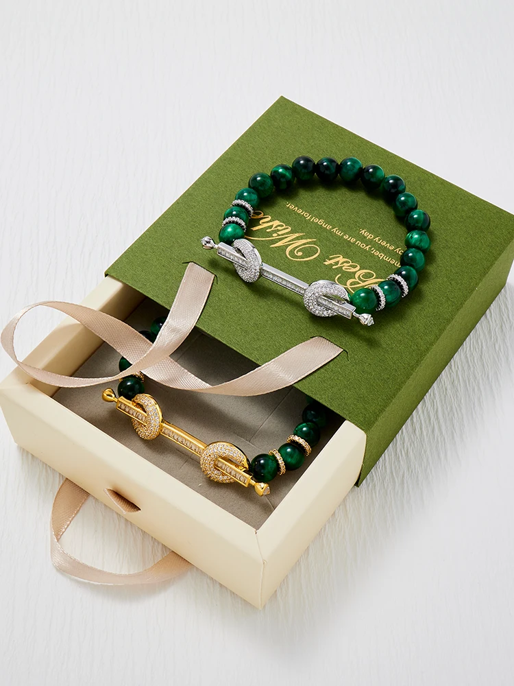 Hand Made Bracelet for Women Natural Stone Beads Bracelets for Women and Girls Gift Cubic Zirconia Jewelry Accessories for Party