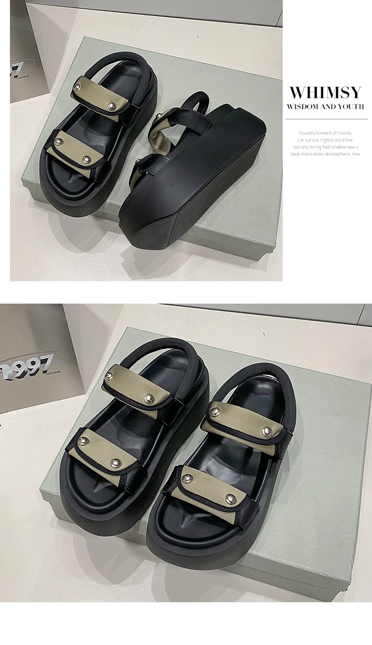 Women Leisure Chunky Platform Sandals Peep Toe High Heels New Gladiator Slippers Woman Trendy Summer Beach Leather Sneakers 8CM