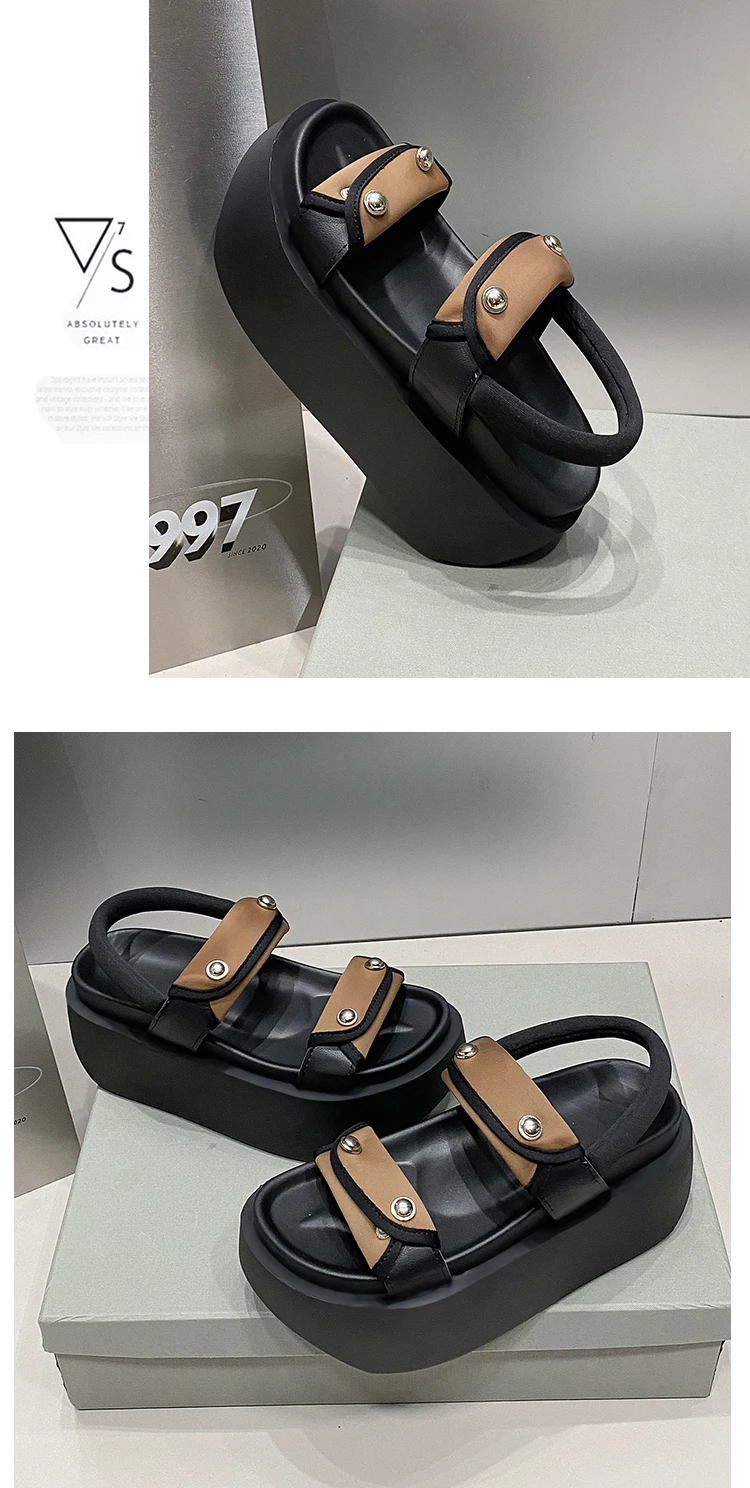 Women Leisure Chunky Platform Sandals Peep Toe High Heels New Gladiator Slippers Woman Trendy Summer Beach Leather Sneakers 8CM