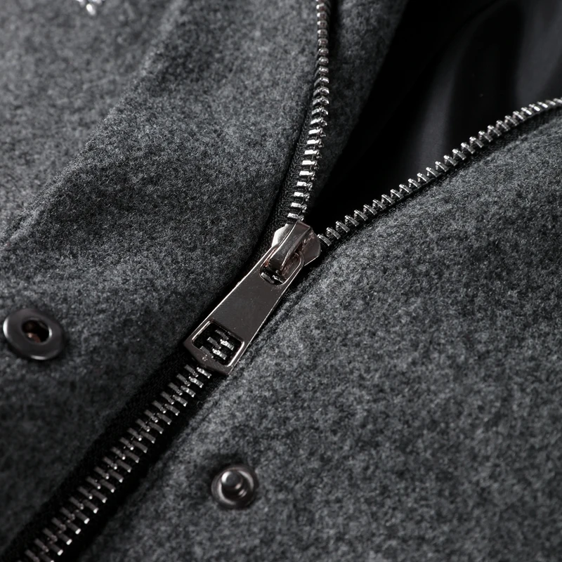 Casual Embroidery Beading Loose Women Coat Lapel Collar Bat Sleeve Solid Wool Blend Jacket 2025 New Lady Luxury Spring Outerwear
