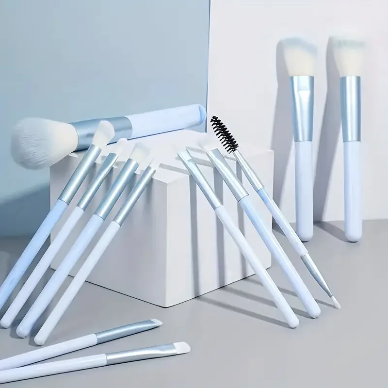12PCS Makeup Brush Set Blue Foundation Concealer Blush Powder Eye Shadow Kabuki Blending Cosmetic Soft Fluffy Female Makeup Tool