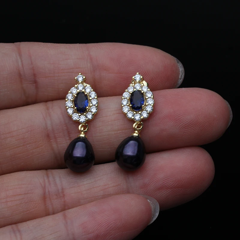 New Fresh Water Natural Pearl Stud Earrings For Woman,Romantic Hanging Pearl Earring Jewlery Wife Mother Gift White Black