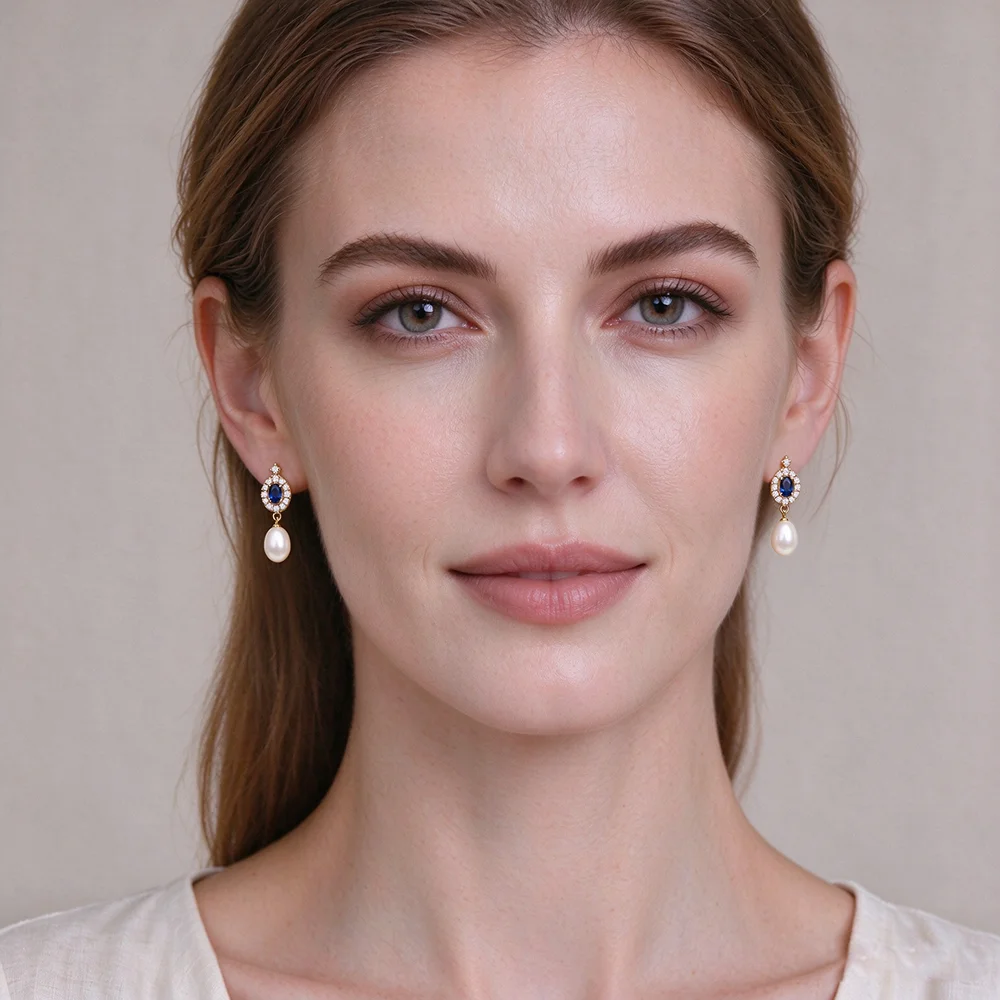 New Fresh Water Natural Pearl Stud Earrings For Woman,Romantic Hanging Pearl Earring Jewlery Wife Mother Gift White Black