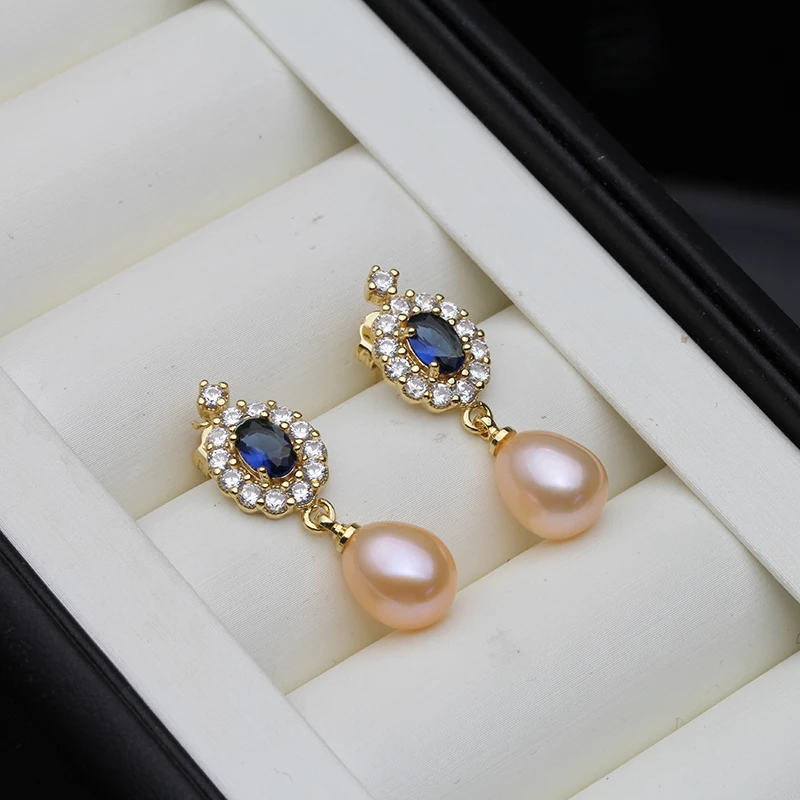 New Fresh Water Natural Pearl Stud Earrings For Woman,Romantic Hanging Pearl Earring Jewlery Wife Mother Gift White Black