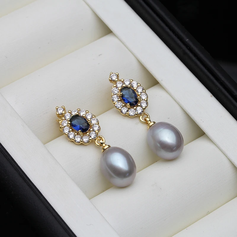 New Fresh Water Natural Pearl Stud Earrings For Woman,Romantic Hanging Pearl Earring Jewlery Wife Mother Gift White Black