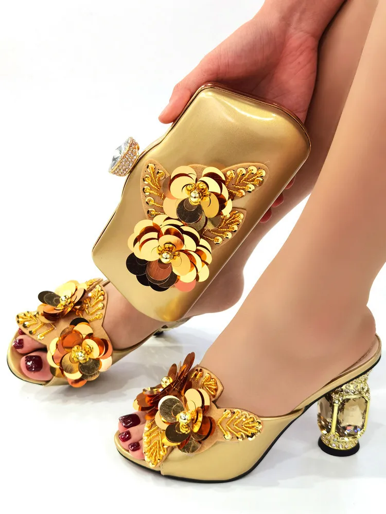 Royal Blue Color Matching Women Shoe and Bag Decorated with Rhinestone African Shoe and Bag Set for Party In Women Italy Shoes