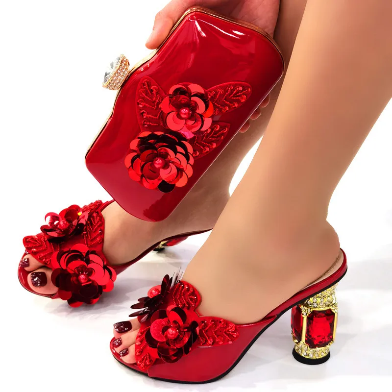 Royal Blue Color Matching Women Shoe and Bag Decorated with Rhinestone African Shoe and Bag Set for Party In Women Italy Shoes