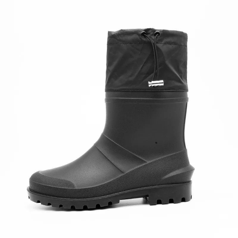 Bun Mouth Anti Slip Men's Short Tube Rain Boots PVC Wear-Resistant Black Closed Mouth Rain Boots Garden Waterproof Shoes