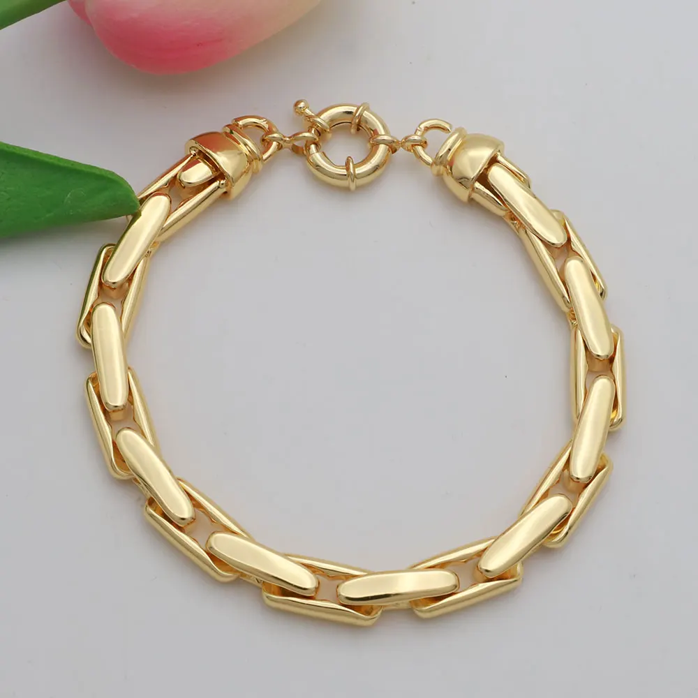 High Grade African Jewelry Women Necklace Bracelet Moderate Size Copper Earring Neck Chain 45CM Hip Hop Wholesale Accessories