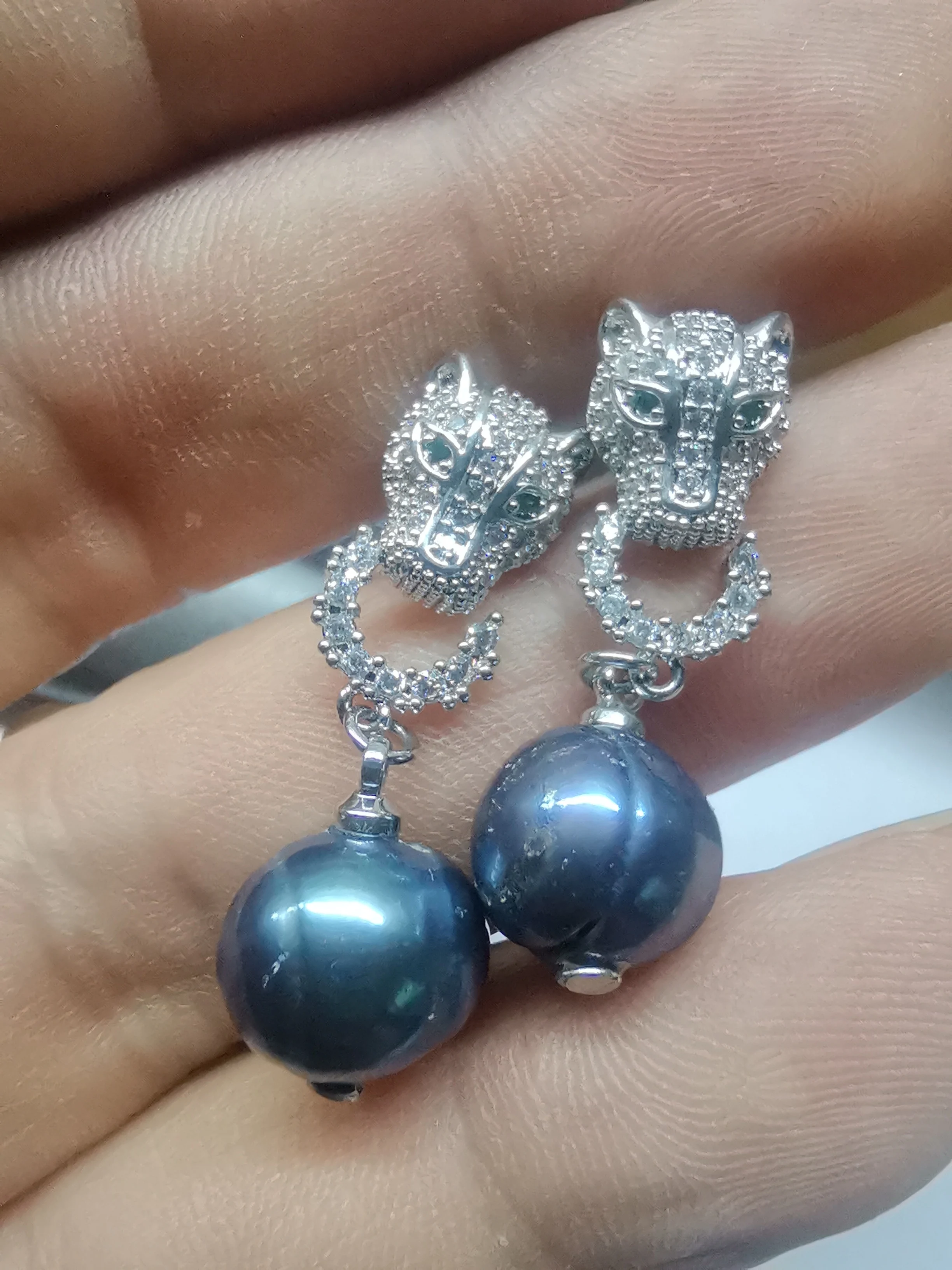 Baroque AAAA+12-11mm Natural Haiti Black Blue Pearl Necklace 925s 16in 18in 20in 22in 24in 35in
