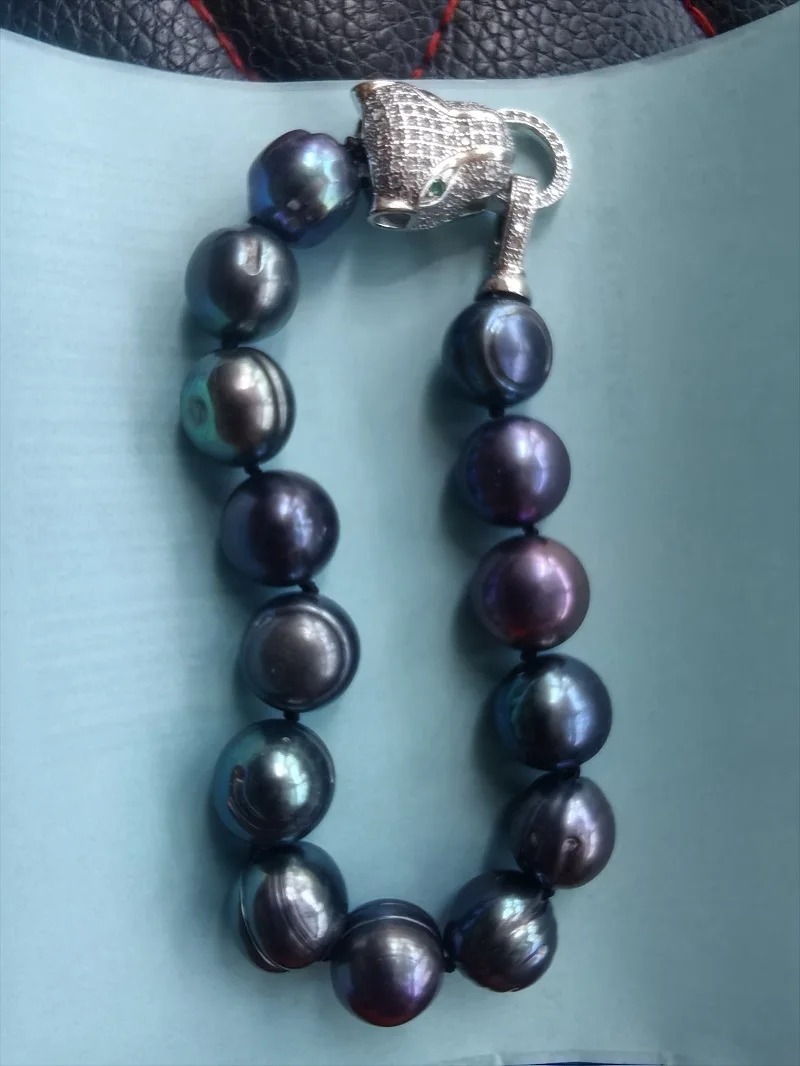 Baroque AAAA+12-11mm Natural Haiti Black Blue Pearl Necklace 925s 16in 18in 20in 22in 24in 35in