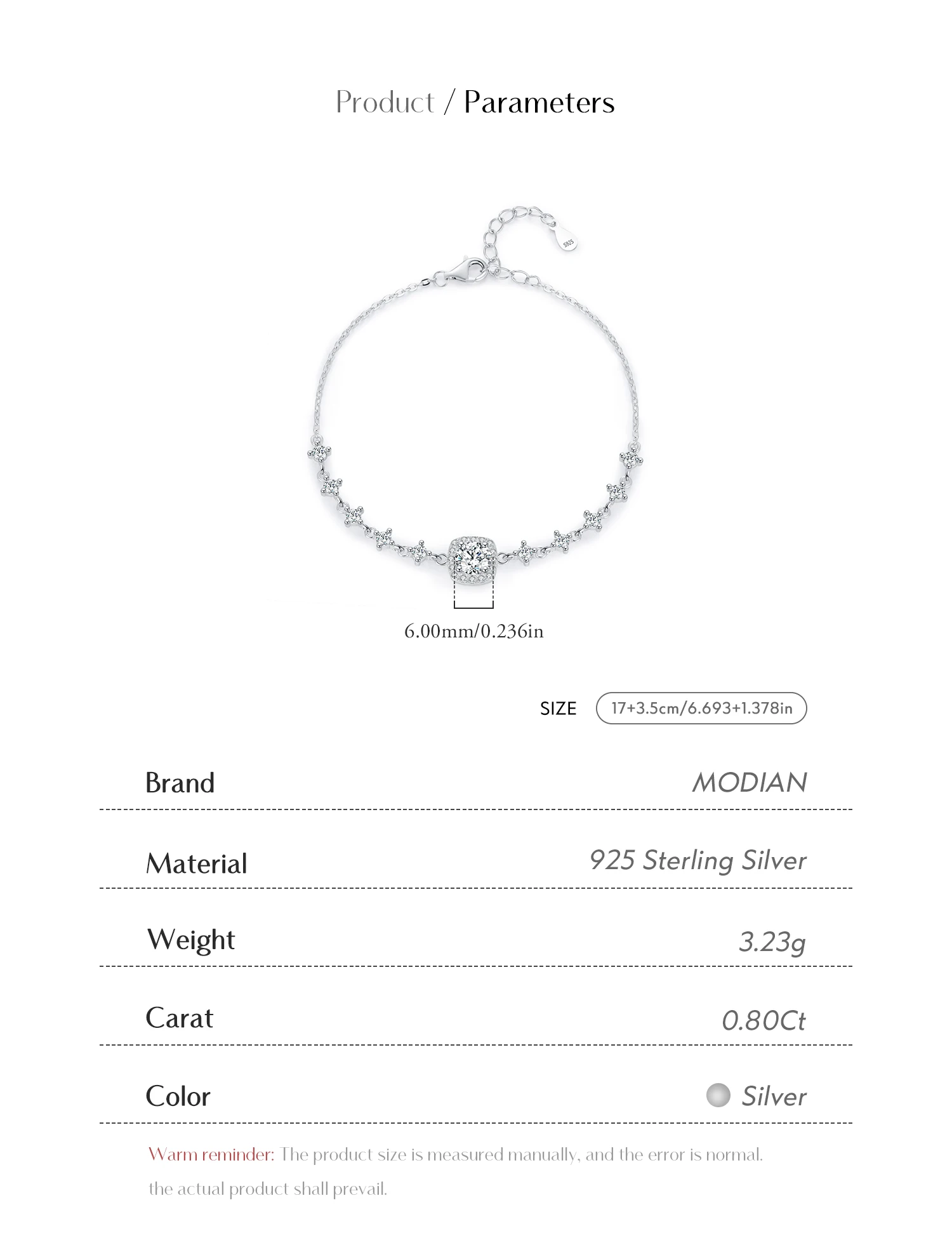 MODIAN 0.8CT D Color Moissanite Luxury Bracelet 925 Sterling Silver Halo Bracelet For Women Bridal Wedding Statement Jewelry