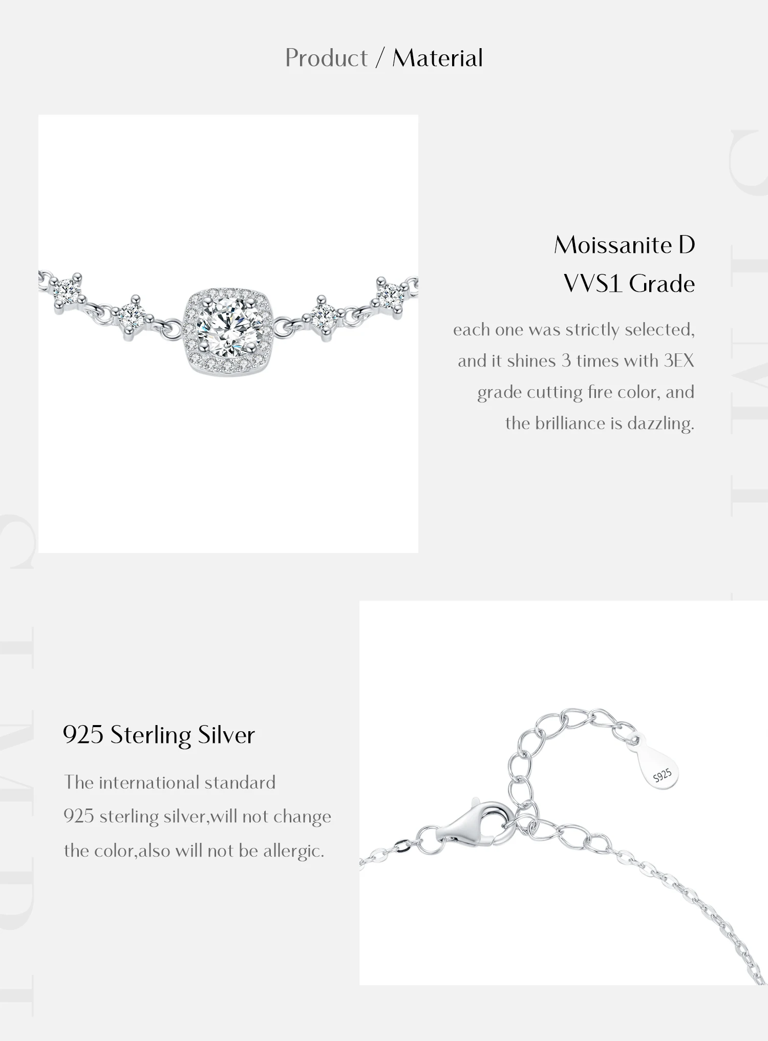 MODIAN 0.8CT D Color Moissanite Luxury Bracelet 925 Sterling Silver Halo Bracelet For Women Bridal Wedding Statement Jewelry