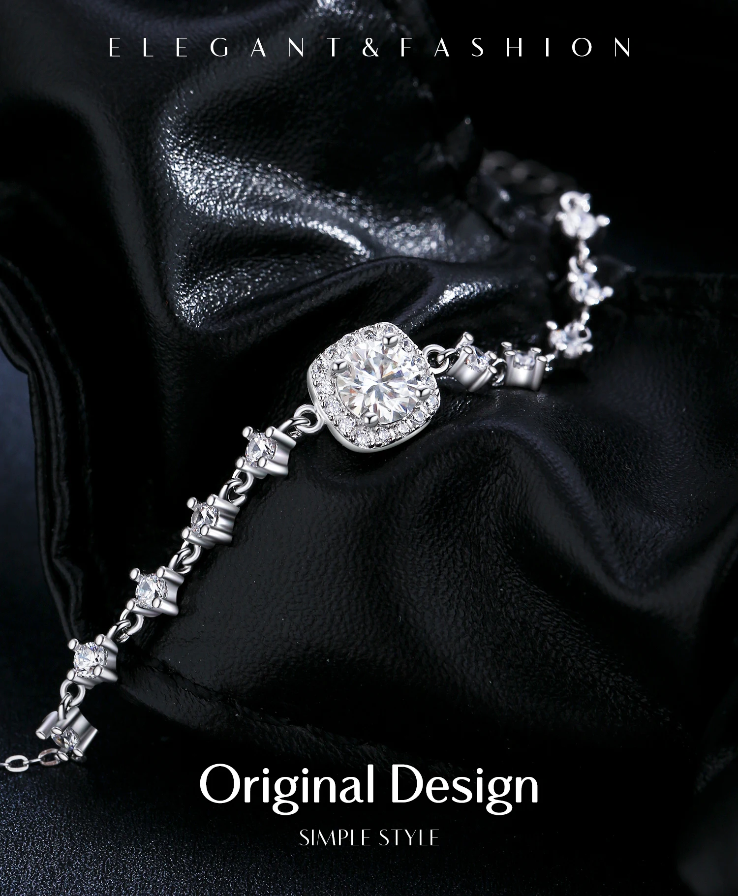 MODIAN 0.8CT D Color Moissanite Luxury Bracelet 925 Sterling Silver Halo Bracelet For Women Bridal Wedding Statement Jewelry